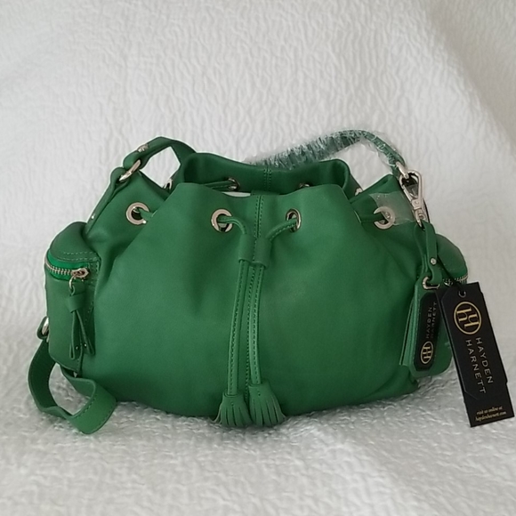 HAYDEN HARNETT GREEN LEATHER CROSS BODY BAG NWT - Picture 3 of 16